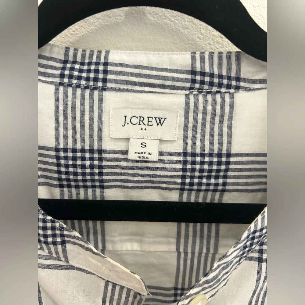 J.Crew plaid ruffle sleeve 100% cotton button blouse top SM classic preppy fall - Picture 4 of 8